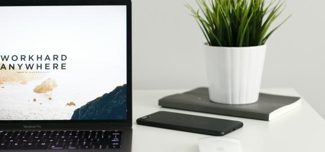 MacBook Pro near green potted plant on table by Kevin Bhagat courtesy of Unsplash.